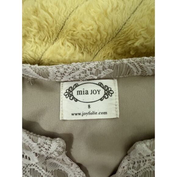 Girls Mia Joy Joyfolie Oatmeal Cream Lined Lace Dress Ivory Size 8 - Picture 3 of 6